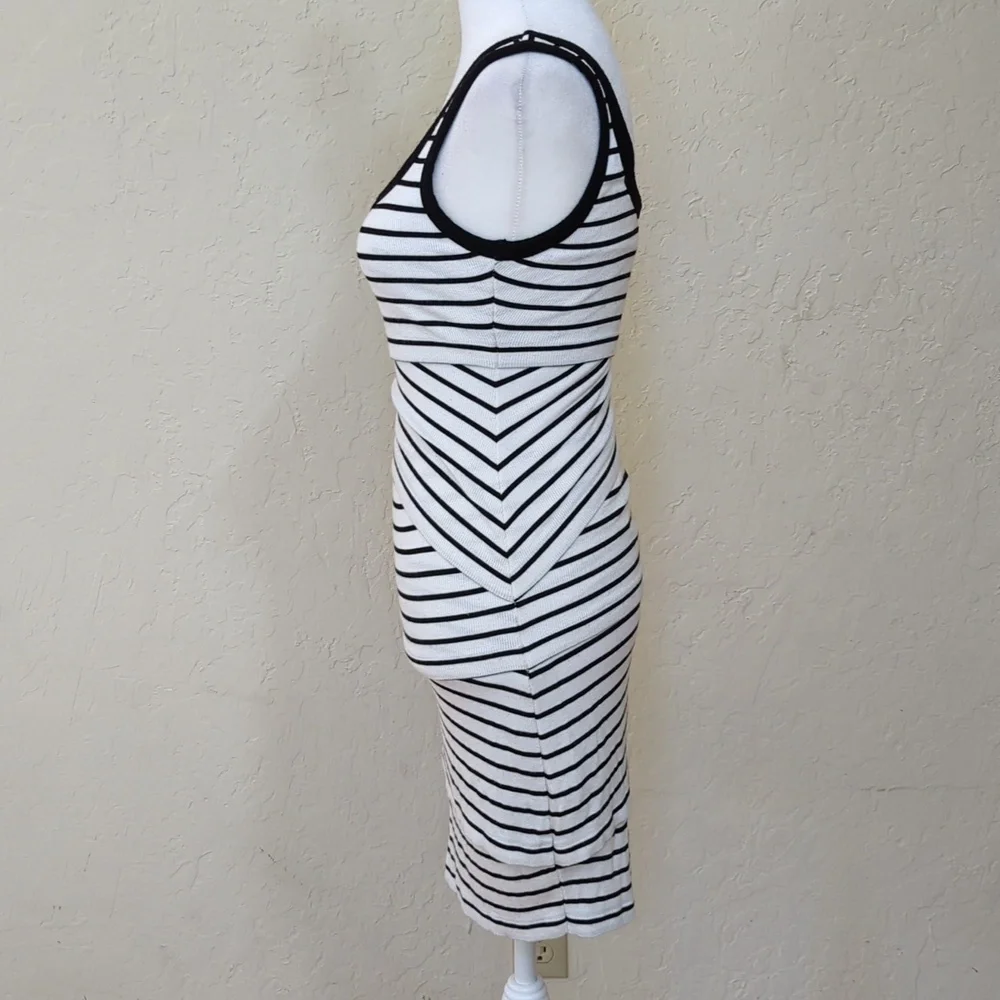 Bailey 44 White Black Striped Ribbed Tiered Tank Mini Dress Size XS - Picture 5 of 9